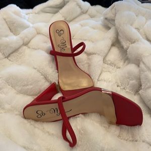 RED HEEL SANDAL!  CLEAR STRAP! SLIDE!  Sexy 👠